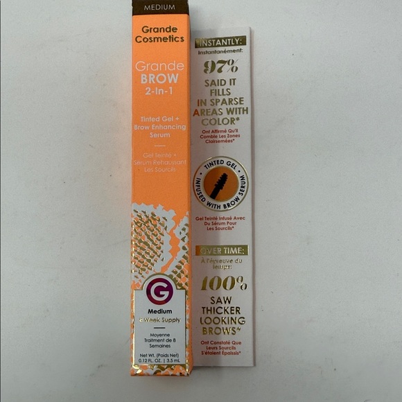 Grande Cosmetics Tinted Gel & Brow Enhancing Serum 2-in-1 Medium .12 fl oz - Picture 2 of 5